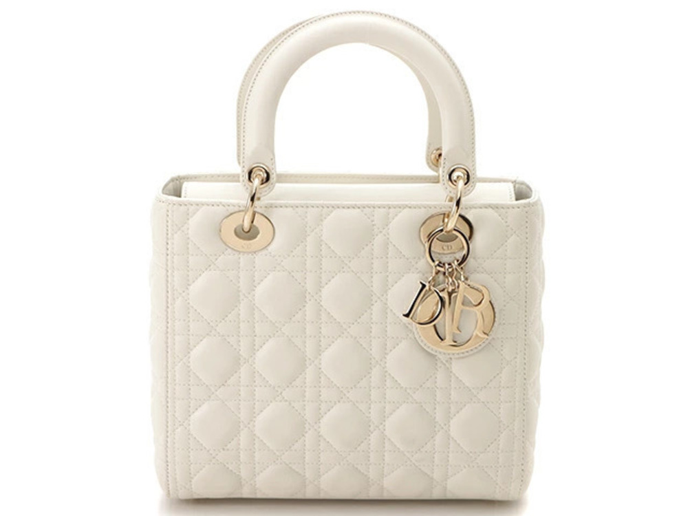 Christian Dior Cannage Lady Bag Lambskin White